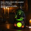 Luce LED Calderone Strega Statua Halloween con Calderone Luminoso Alimentato da USB Resina Nero Decorazione Atmosfera Festa Pentola Statuetta Verde/Viola per