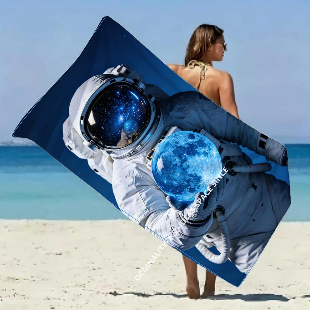 Space Astronaut Galaxy Beach Towel Patterned Sunscreen And Windproof Suitable For Swimming Pool Camping Travel Blanket