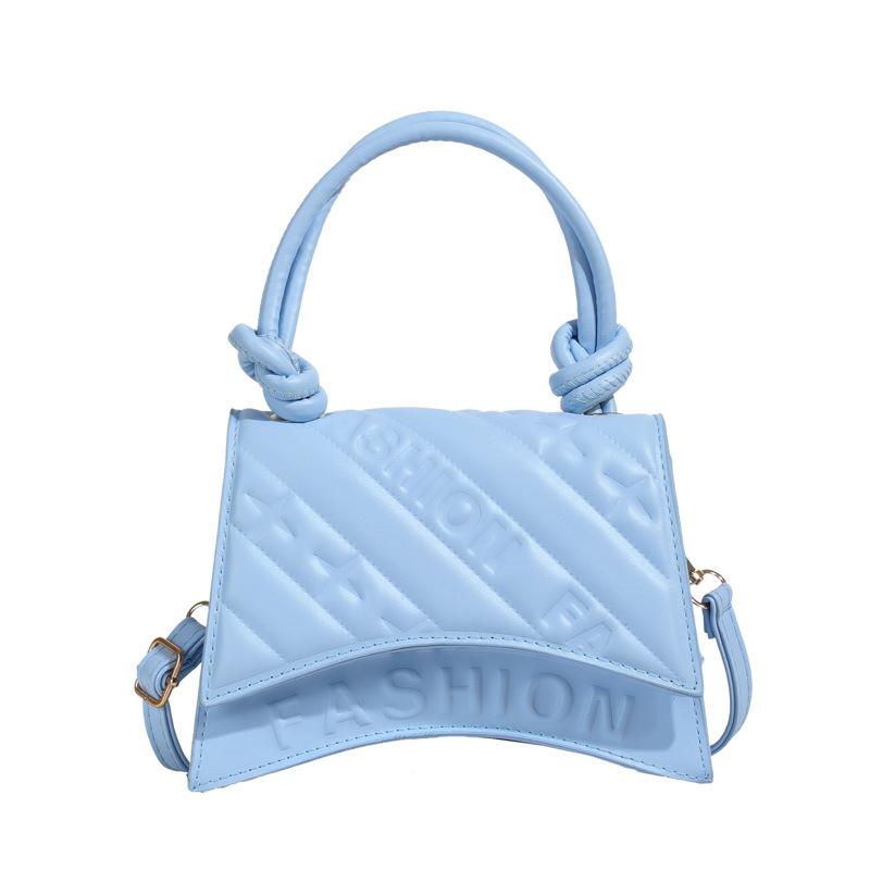 

Літо 2024 року, нова літера з відступом, корейська версія, суцільна портативна маленька квадратна сумка, проста модна сумка через плече синій