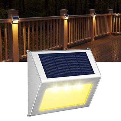 3LED Paslanmaz Çelik Güneş Enerjili Bahçe Lambası Dış Merdivenler Yollar Veranda L-ED Güneş Enerjili Sokak Lambası