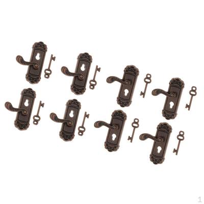 8pcs 1/12 Scale Door Knob Handles Key