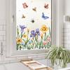Fresh Hand-Painted Flower Butterfly Static Cling UV Window Sticker for Glass Window Home Decoration
