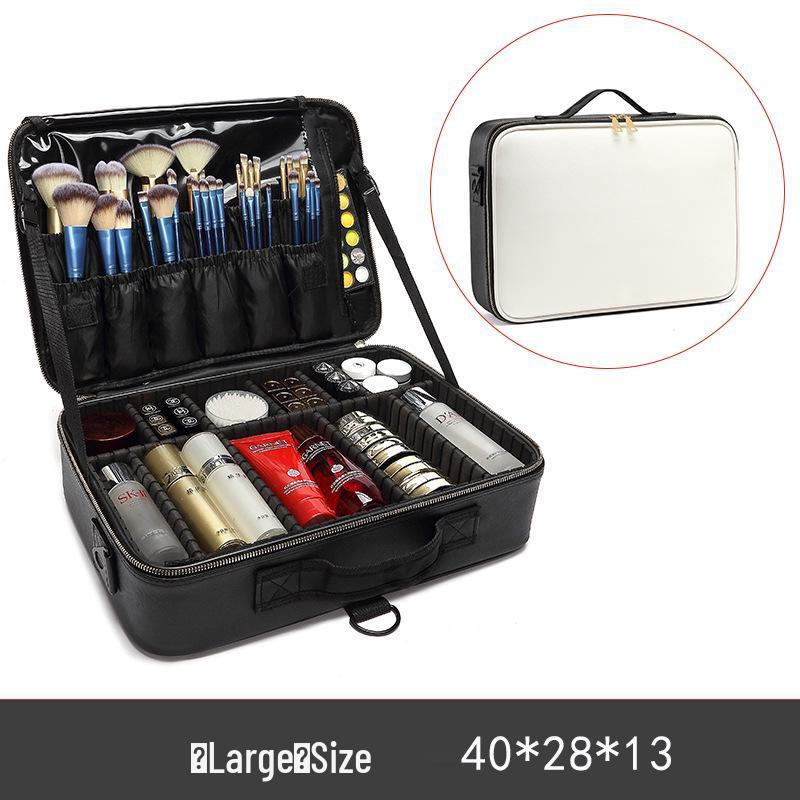 Professional Large Capacity Makeup & Nail Art Storage Box with Handheld Compartments