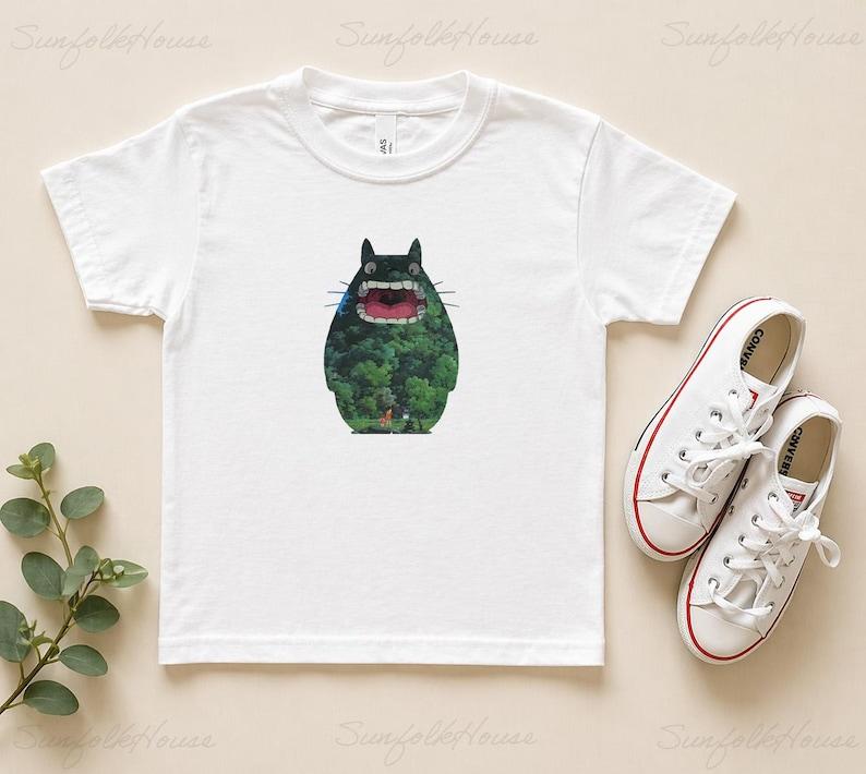 Totoro Kids Shirt, Forest Totoro Tee, Anime Kids T Shirt, Kawaii Cartoon Tee, Cute Nature Graphic Shirt, Gift for Kids 110