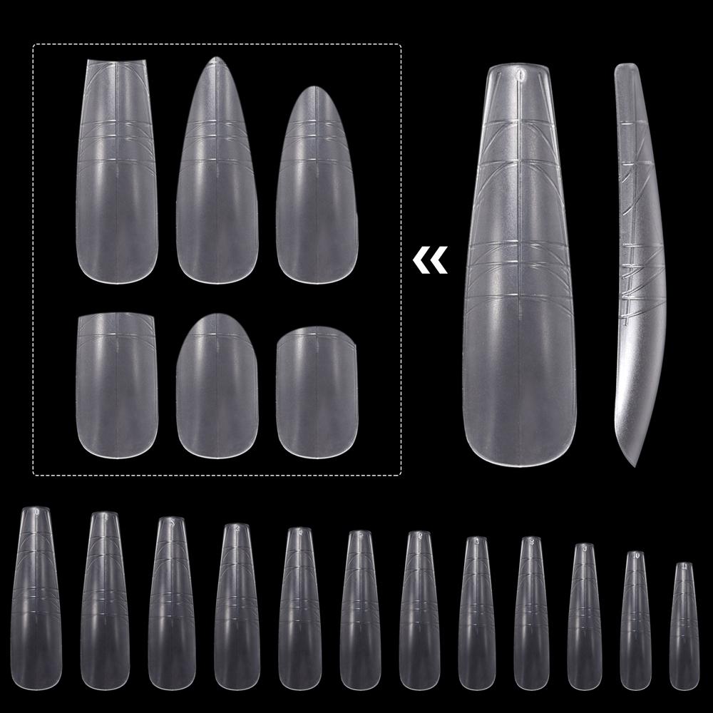240 BUC Tips de Unghii cu Linii Auxiliare Mat Transparent Ghid pentru Unghii False Tips de Unghii False Acoperire Completă Coffin/Pătrat/Rotund/Oval
