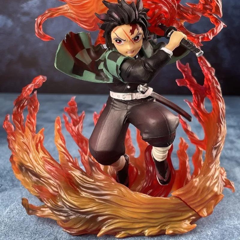 22cm Demon Slayer Kamado Tanjirou Hinokami Kagura Anime Figure Model Statue Boys Collection Desktop Decoration Ornament Playthings Present