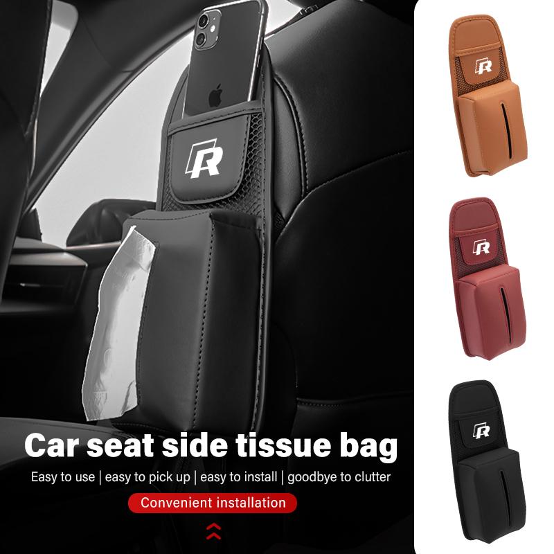Car Seat Back Storage Bag Hanging Mobile Phone Tissue Pocket For Volkswagen VW Golf Polo 4 5 6 Passat B5 B6 B7 CC Jetta Tiguan Q444