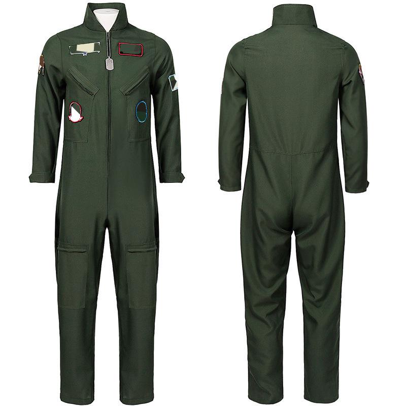 2025 Children's Military Green Pilot Cosplay Uniform for Stage Performance and Role-Playing