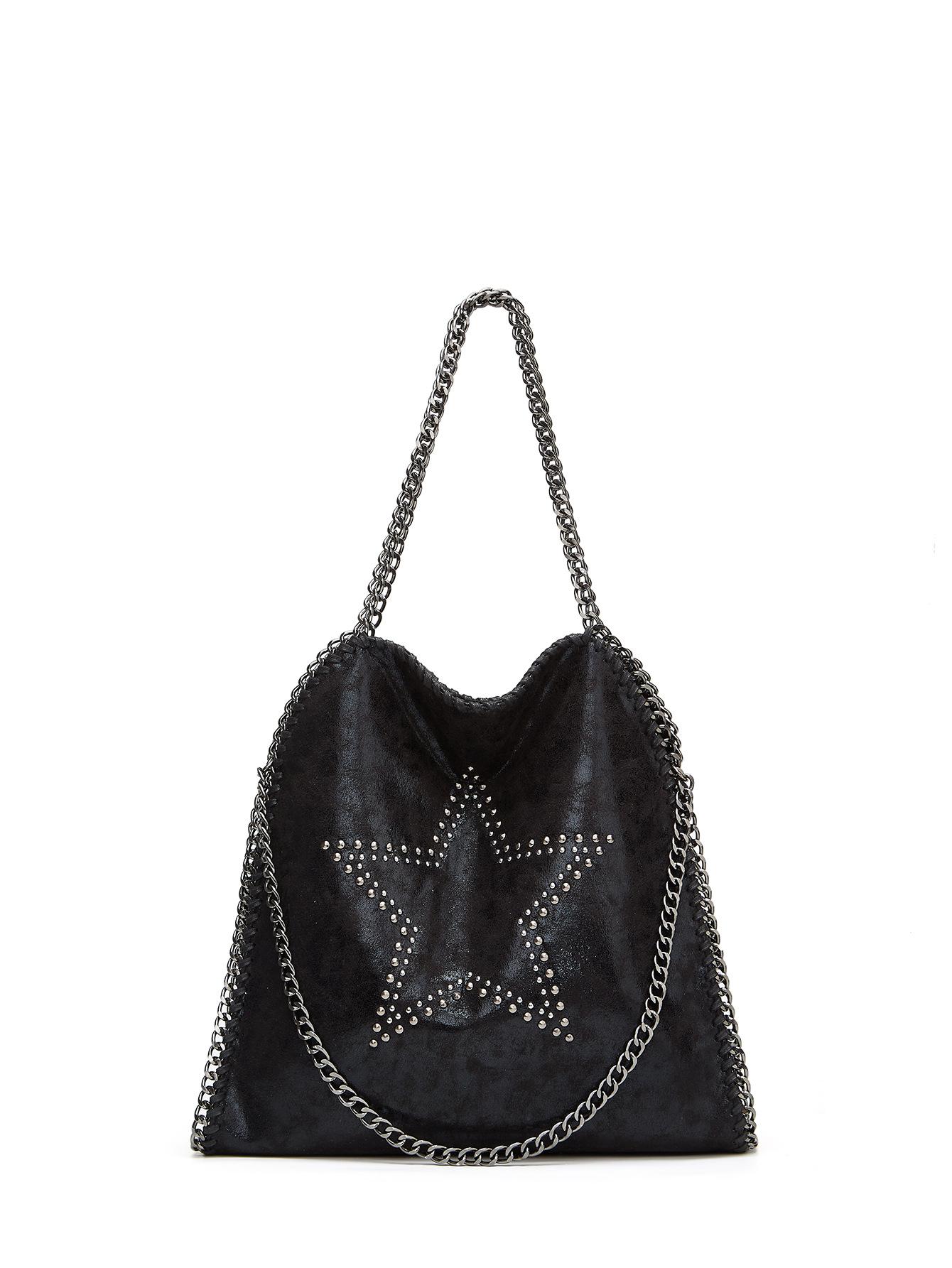 

European and American retro five-pointed star willow chain women s bag fashionable women s large-capacity shoulder oblique span portable women s bag чорний