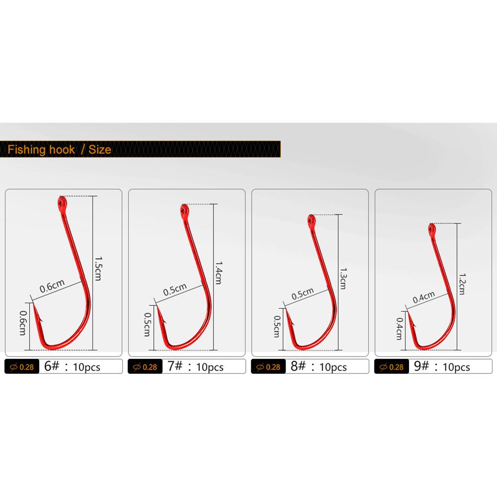 Red 10 Pcs/bag Hooks 11#/12#/13#/14# 6#/7#/8#/9#/10#
