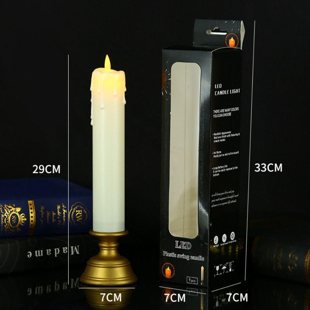 

Высококачественные электронные свечи на батарейках Домашний декор Праздничные принадлежности Светодиодные свечи Многосценарные светильники 24cm золотой