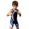 Kids Boys Wrestling Singlet Color Block Jumpsuit Quick-dry Sleeveless Thigh Length Bodysuit Sports Workout Exercise Cycling Set