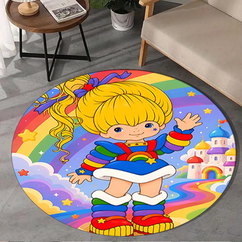 Rainbow Adventure Round Rug for Livingroom,Bedroom, Palyroom, Chair Rug, Area rug, Circle Carpet, Large Size Fan Christmas gift