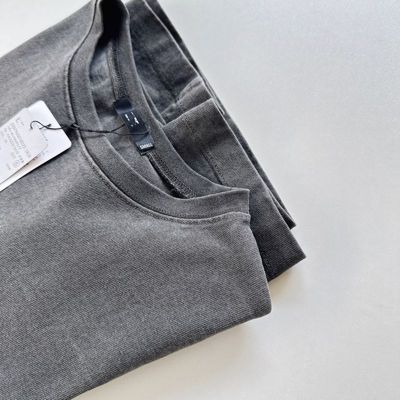 Japanese Single Spring New Arrival Heavy Weight Washed Cotton Long Sleeves T-shirt Pure Cotton round Neck Ladies Tops Loose