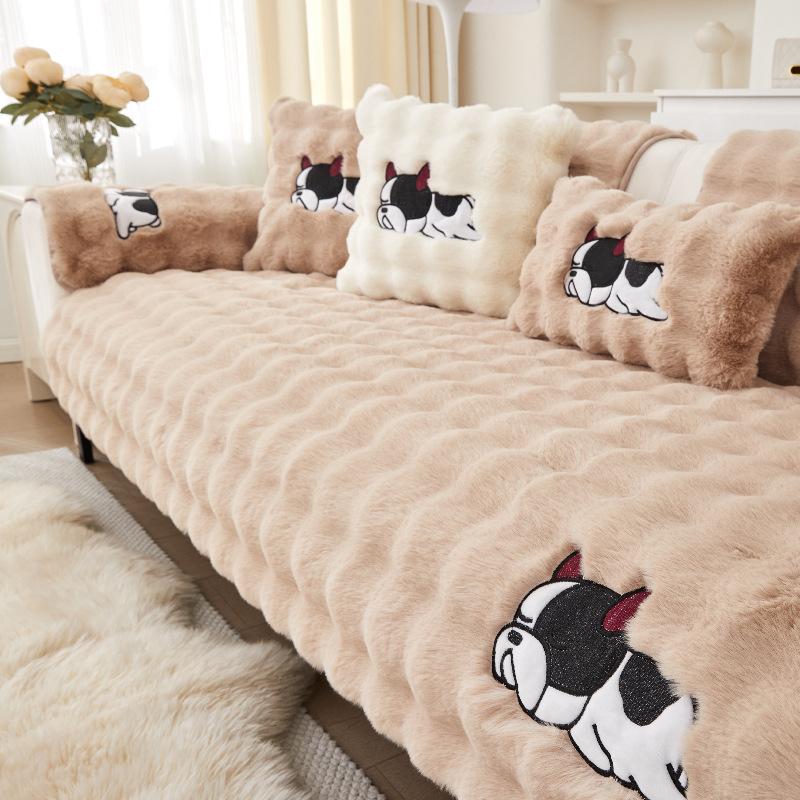 Cartoon Anime Big Dog Rabbit Plush Sofa Cushion Winter  New Plush Non-Slip Sofa Cover Cover Cross-Border