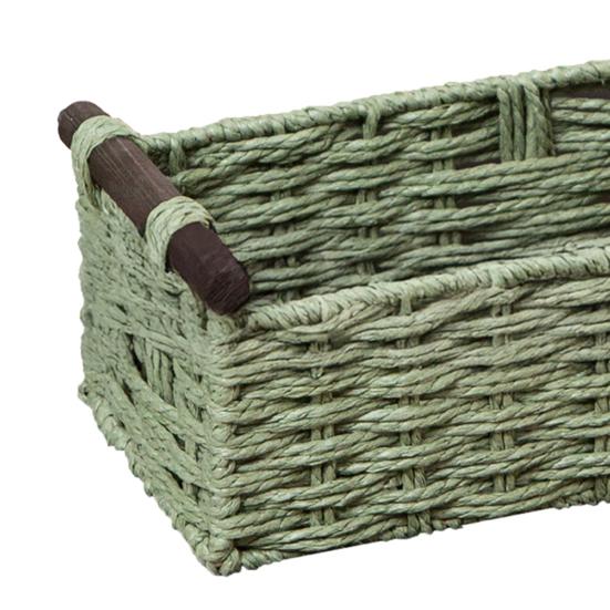 Yousheng Rectangular Storage Basket with Handle Large Capacity Multipurpose Handmade Decorative Braided Basket Decoration