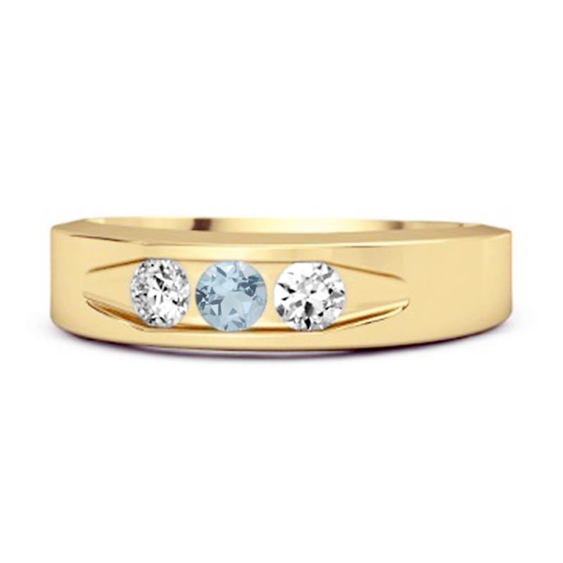 

Blue Topaz Three Stone Band Ring -925 Sterling Silver Gold Vermeil 6.5 золотий/жовтий