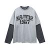 2026 American Style Jersey Mock Two-piece Long Sleeve T-Shirt Loose Sports Sweatshirt Men Women