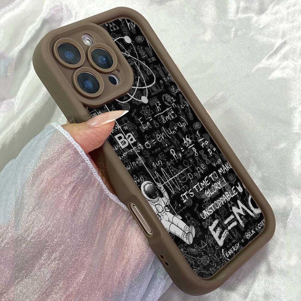 JT200 Cute Astronaut Mathematics for iPhone 17 16 15 14 Pro Max Samsung S26 S25 Ultra A17 A16 A07 A56 Xiaomi 15T Redmi 15c 14C Note 13 Soft TPU Case