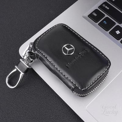 FA03Leather Car Key Case  Key Wallet Zipper For Mercedes Benz A C E S G Class GLC CLE GLB GLS W177 W213 Auto Interior Accessorie