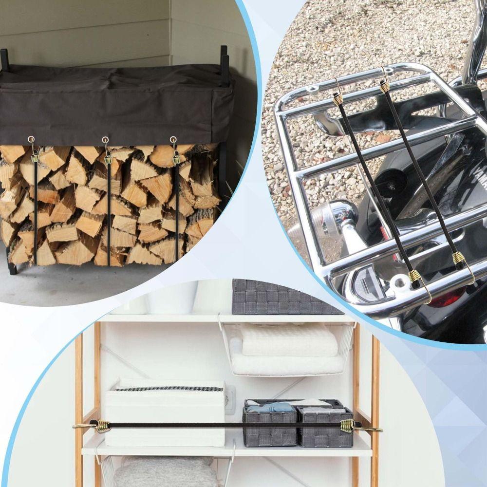 10 PCS with Steel Hooks Elastic Rope 10-Inch Rubber Strap Outdoor Bungee Cords  Bikes