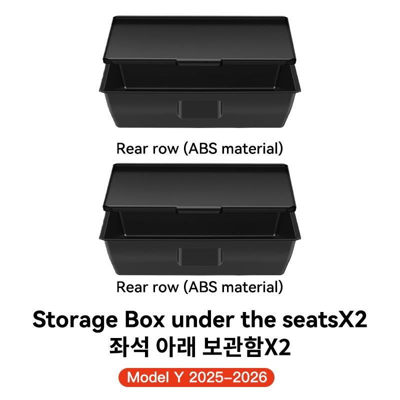 YZ Für Tesla Model Y Juniper 2026 Unter Sitz Aufbewahrungsbox Sitze Schublade TPE Verstecktes Aufbewahrungsfach Schub-Zieh Auto Organizer Zubehör