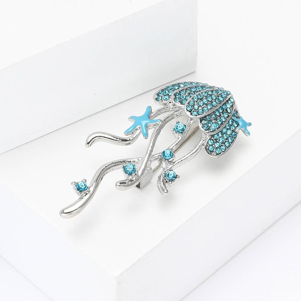 Sparkling Rhinestone Breast Pin Zinc Zinc Alloy Sea Life Pins Trendy Jellyfish Brooches Unisex