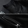 Men Fall Winter Coat Smooth Faux Leather Windproof Stand Collar Long Sleeve