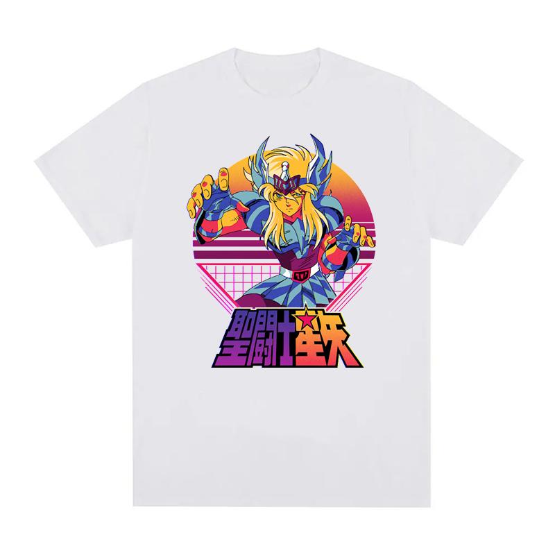 Summer Print  Anime  T Shirts Men Women Saint Seiya O Neck 100% Cotton Unisex Tops EU Size Harajuku Tops Boys Clothes