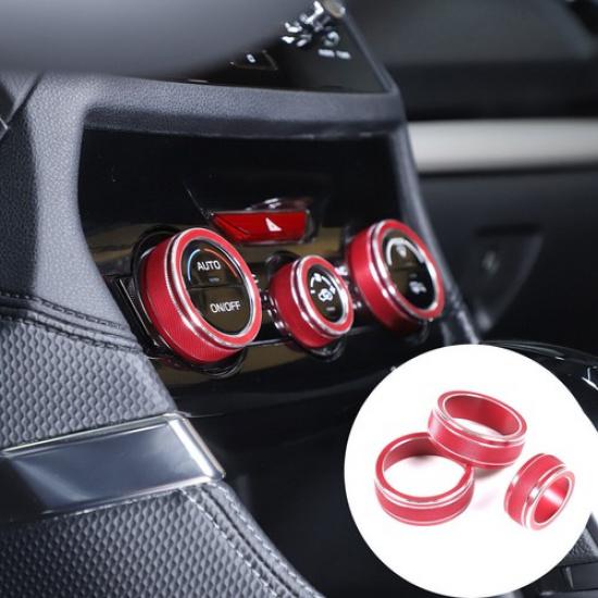 For Subaru Forester -2024 Red Aluminum AC Climate Control Knob Ring Covers A