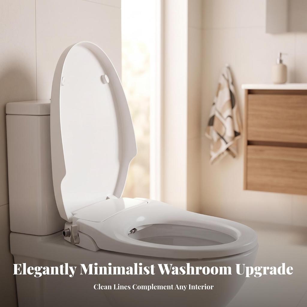 NonElectric Toilet Seat with Rinse | Adjustable Mounting Spacing, Spray