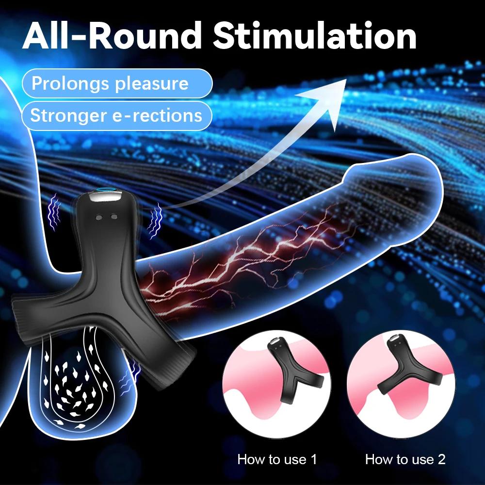 Male lock essence triangular ring USB charging vibration massage lock essence ring male masturbator sex products18+