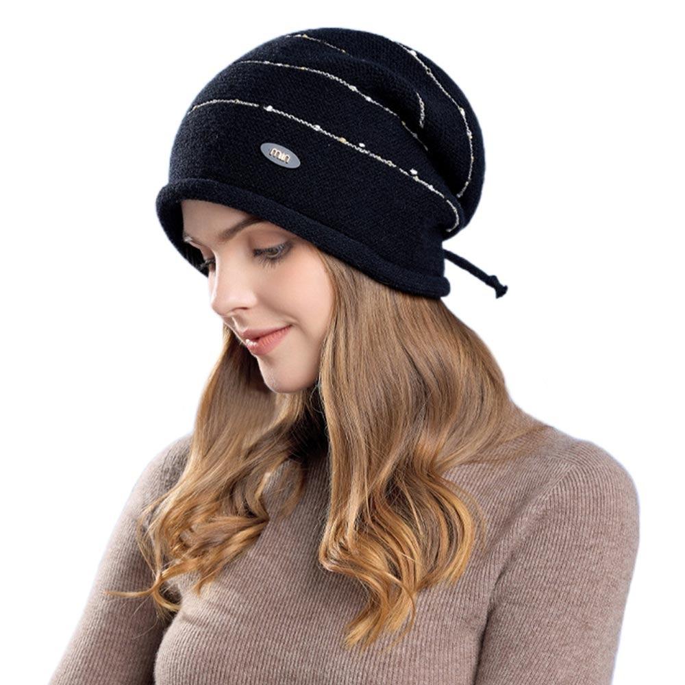 Short Brim Winter Knitted Hat Soft Bonnet Casual Beanies  Outdoor