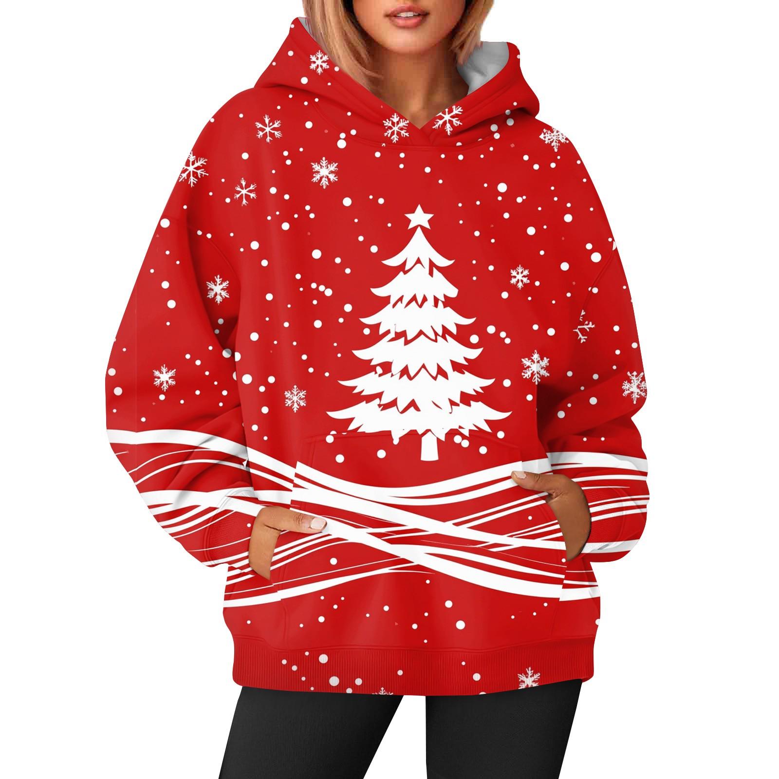 

Женская модная и повседневная толстовка с капюшоном и длинными рукавами с принтом XXL красный