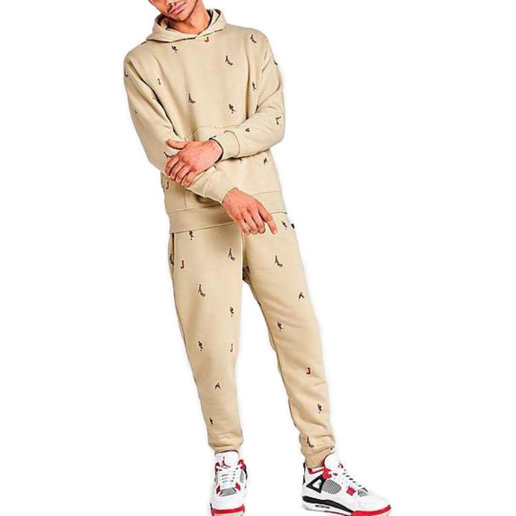 Jordan Niezbędna Świąteczna Bluza z Kapturem Fleece Jumpman Jasnobrązowa Męska Streetwear DV9392-206