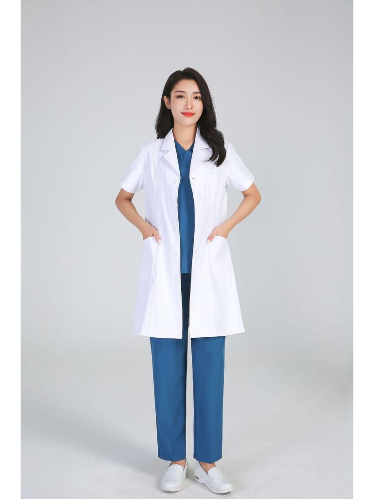Men's Long/Short Sleeve White Lab Coat for Doctors and Dentists