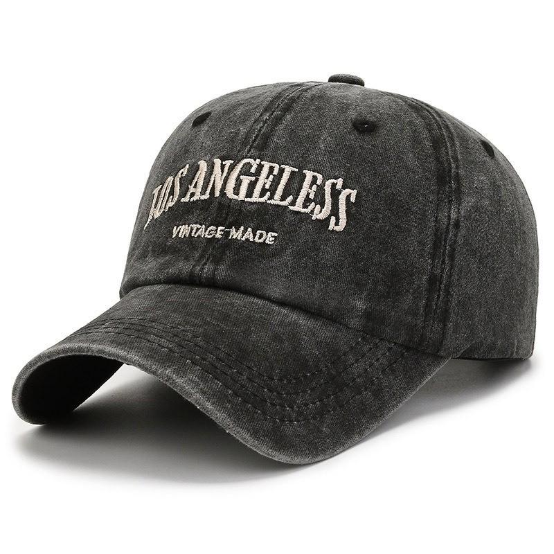 Unisex Distressed Embroidered Cotton Baseball Cap with Soft Brim for Sun Protection
