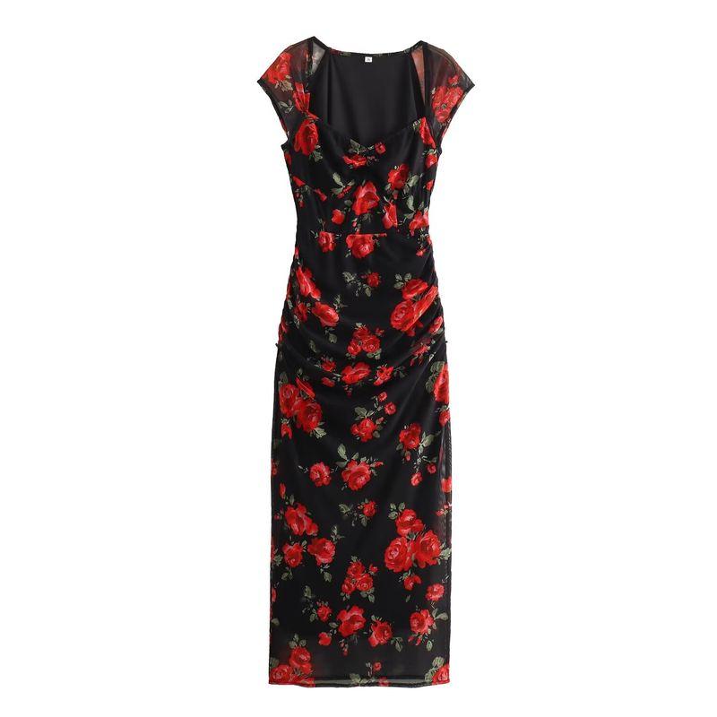 

Kaslead New Arrival Women s Clothing Fashion Style Fashion Slim Looking Sexy Flowers Silm Sleeveless Dress Color L