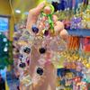 Beaded Keychain Macaron Color Beads Sparkling Mobile Phone Chain Bag Hanger with Transparent Colorful Pendants Anti-Lost Charm Accessories