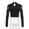 Y2K Women's Dark Punk Mesh Patchwork Slim Fit Long Sleeve Top