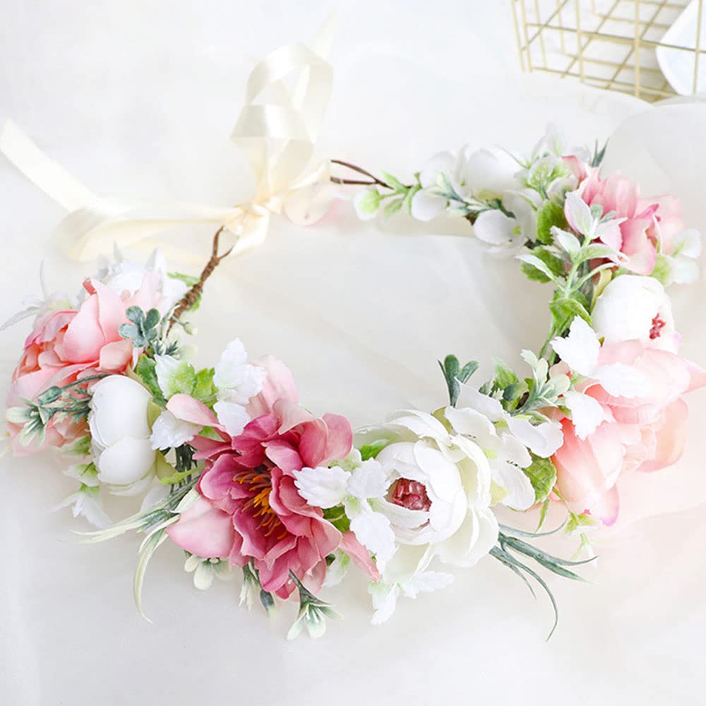 Samcos Blumenkranz Haarschmuck für Hochzeitsfrisur Perfekt für Einzug und Fotografie Schmuckstück, Haarreif, Stirnband, Krone, Mädchen,
