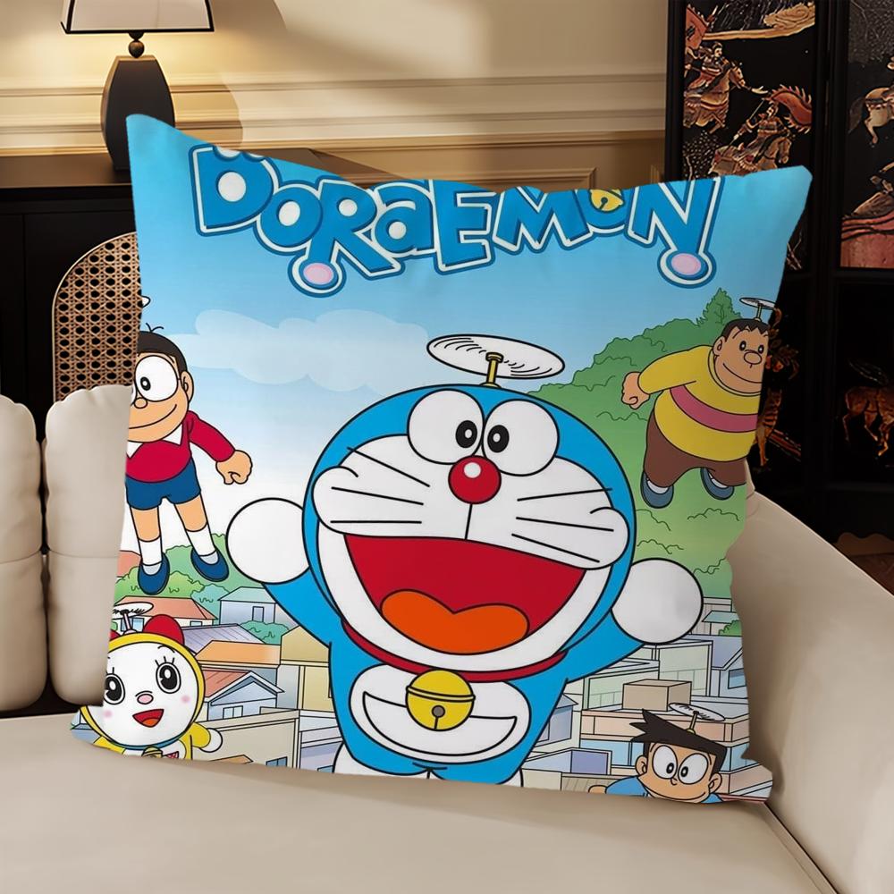 Cartoon Cute Pillow Case Sofa Living Room Bedroom Headboard Backrest Cushion Square Cushion D-Doraemons Nap Time