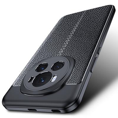 For Honor Magic6 Pro 5G Back Case Litchi Texture Soft PU Phone Protective Cover