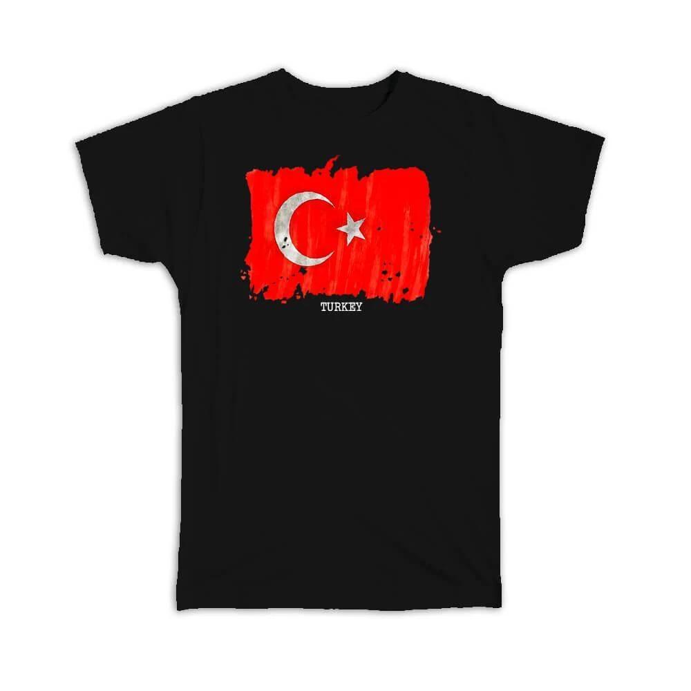 Gift T-Shirt : Turkey Flag Europe Travel Expat Country Watercolor M
