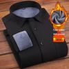 Men's Winter Plus Velvet Stretch Business Shirt - Cozy One-Piece, Solid Color, Thickened for Comfort