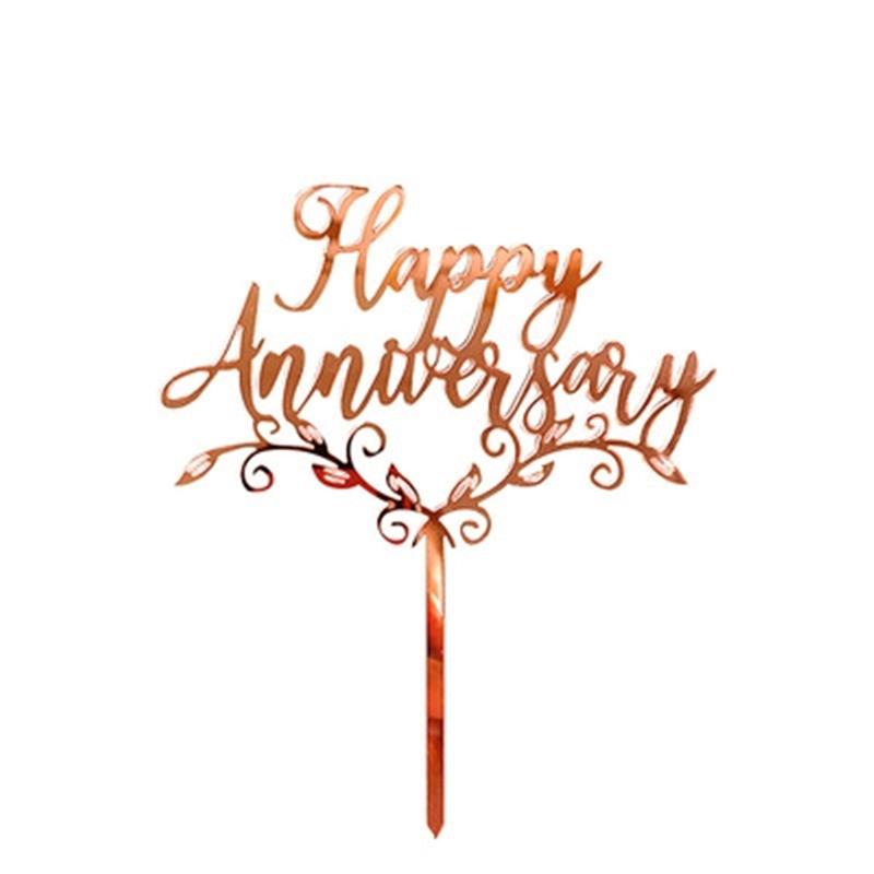 Aomily Food Grade 10pcs/Set Happy Anniversary Bright Acrylic Cake Topper 12 Kinds of Happy Party Topper Cake Decorating Supplies