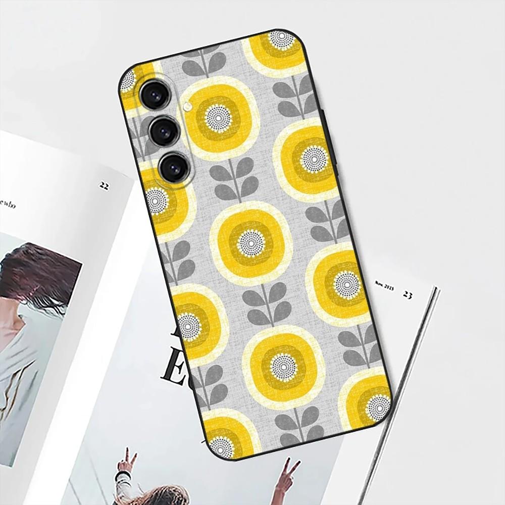 Multi Stem Orla K-Kiely Folio Phone Case For Samsung S25,S24,S21,S22,S23,S30,Ultra,S20,Plus,Fe,Lite,Note,10 Black Soft Shell