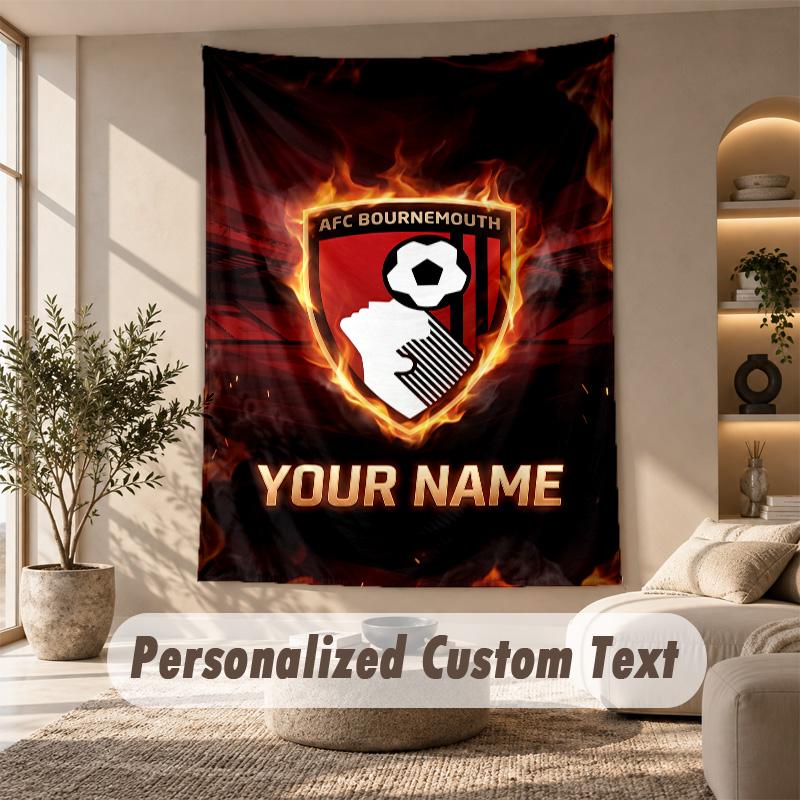 Tapestry Custom Name Text, Wall Hanging Tapestry Home Room DecorBournemouth Football