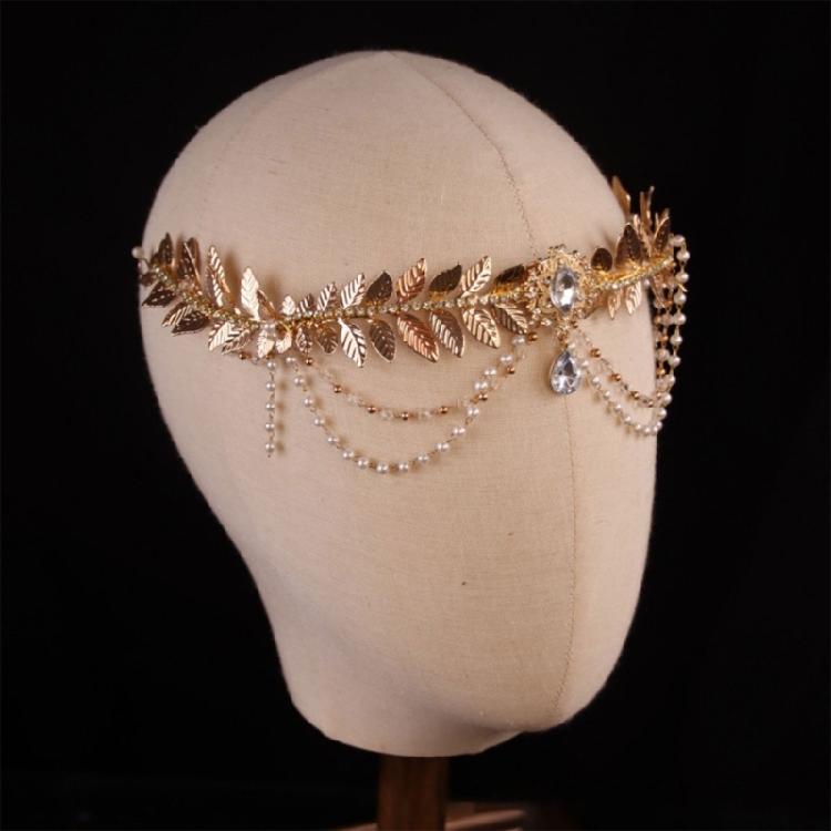Halloween Headdress Leaf Headbands Bride Crystal Floral Hair Accessory for Costume Parties Fashionable Look