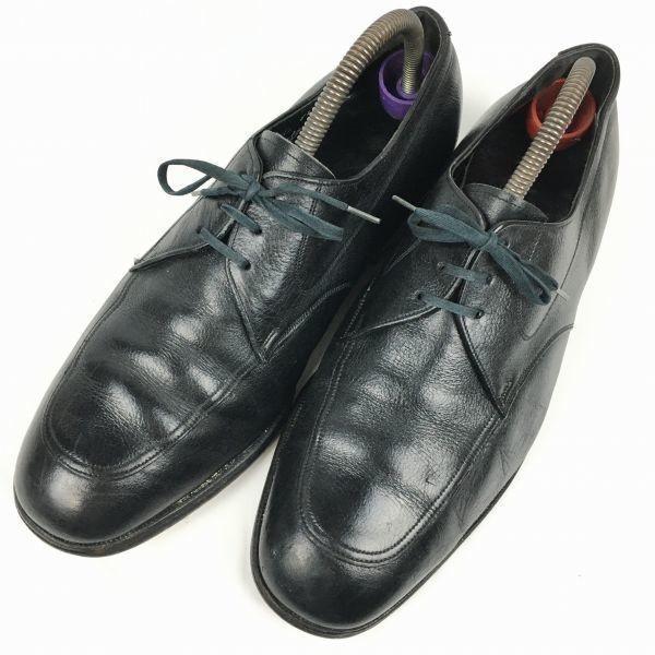 1970s Vintage FLORSHEIM U-Tip Business Shoes Black Wide 9.5EEE 27.5 Men's(USED)